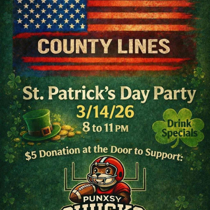 County Lines To Headline St. Patrick's Day Party Benefitting Punxsy Chucks Youth Football